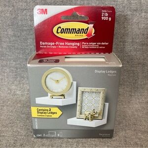 3M Command Display Ledges 2 Pack White New Wall Shelf Shelves Ledge Decor 2 Lbs